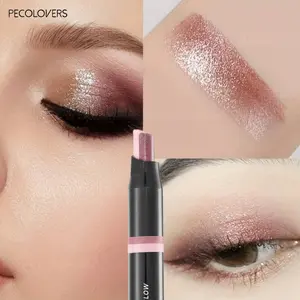 1PC Two Tone Pearly Gradient Double Ended Eyeshadow Pen Eye Brightening Metallic Glitter Earth Tone Smudge Proof Lazy 2 in 1 Eyeshadow Stick Glitter Shimmer Eyeshadow