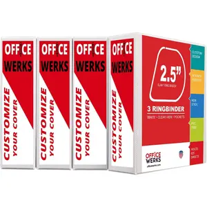 3 Ring Binder, Professional Angle D Ring 2.5 Inch, Presentation Folder for Standard Pages 8.5 x 11 with Pockets,  Clear View White (4 Pack) - Ideal for Office Supplies