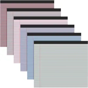 6 count 11" x 9.5" Legal Pads College Ruled Notepad Landscape Notebook Horizontal Lined Notebook 80 Gsm Assorted Colors Paper Pastel Writing Pads for School Office, 40 Sheet (Classic Color)