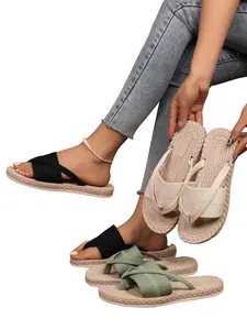 Women's Fashion Beach Sandals, Lightweight Tie-Strap Flip Flops, Comfortable Flat Shoes for Outdoor Vacation, Daily Wear Walking Shoes