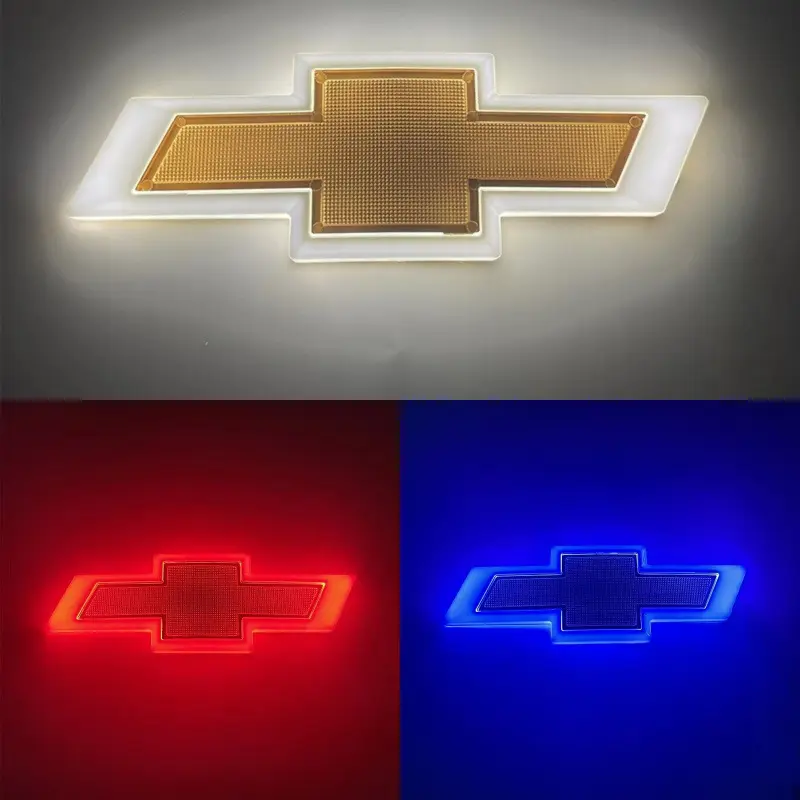 5D Chevy Lighted Grille Car Emblem – Cold Light Multicolor LED Bowtie Car Logo Emblem