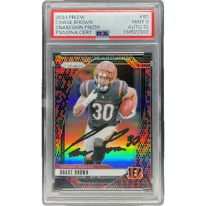 Chase Brown - 2024 Prizm Snakeskin Prizm On-Card Autograph - PSA Graded Trading Card