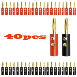 40PCS 4mm Gold Plated Banana Plugs Audio Jack Speaker Wire Cable Screw Connector