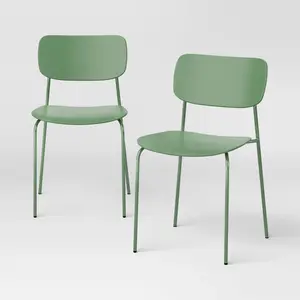 Set of 2 Molded Plastic with Metal Base Dining Chair Green - Room Essentials
