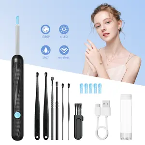 1080P HD EarWax Removal Tool with Camera 6 Ear Spoons Set Rechargeable USB Battery Dual Power Safe Ear Care Gentle Round Handle Version