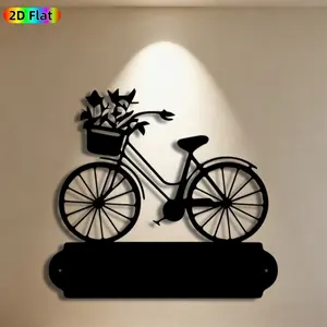 1pc Bicycle with Flower Basket Metal Wall Art,Bicycle Statue Mural, Ideal Gift for Easter, Thanksgiving, Home Decor Enthusiasts, Rust-Resistant Metal Wall Decor Wall Sculptures, Perfect for Garden Wall & Fence Decor Enthusiasts