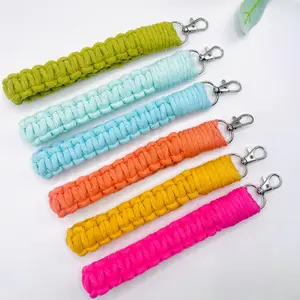 Boho Square Vibrant Macrame Wristlet Keychain Accessory - Handmade Gift for Her, Bright Colors Key chain Girl Gift! cute keychain female gift