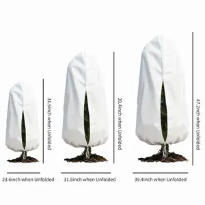 4-Pack Plant Covers Freeze Protection Frost Covers with Zipper Drawstring for Outdoor Winter Frost Cold Weather Shrubs Trees Jacket Covers 31.5 x 47.3 Green