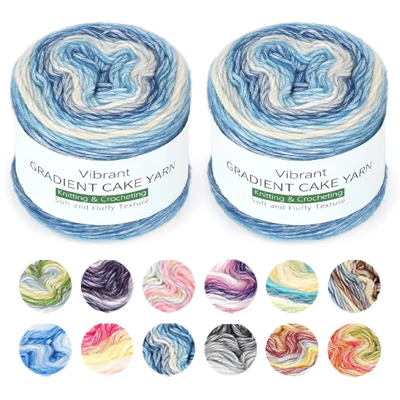 2 Pcs Yarn for Crocheting Knitting, 100g (3.52 oz) per skein, 245m (267 yds), #3 lightweight-Gradient Yarn Cake-60% Cotton 30% Acrylic 10% Wool-Soft, multicolored rainbow cotton crochet yarn, perfect for scarves, shawls, blankets, Crochet Style Yarn