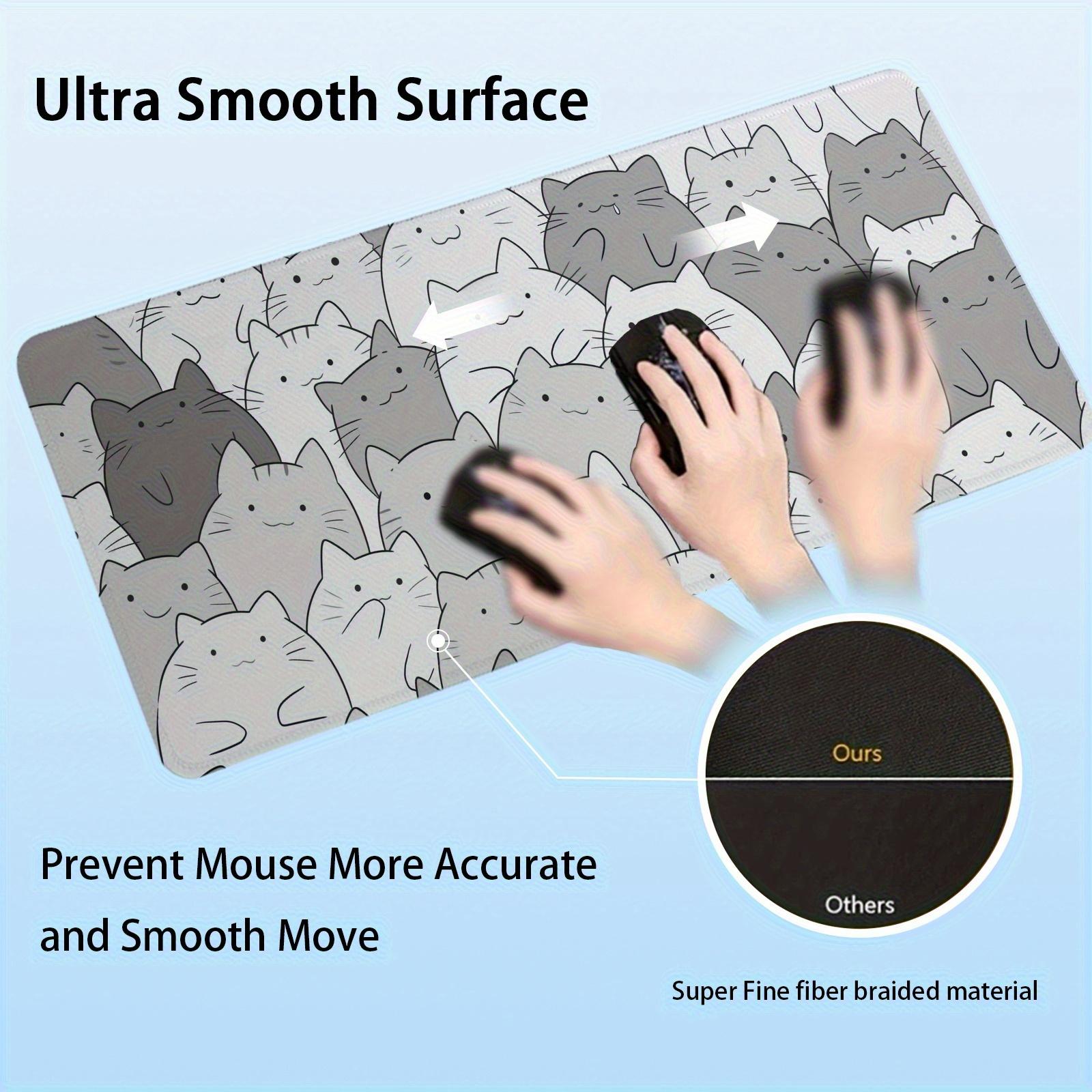 Free ExpressLarge Kawaii Cat Desk Mat& Mouse Pad- Cute Gray Cat Design with Adorable Expressions, Non-Slip Rubber Base, Ergonomic Wrist Support, Suitable for Office and Home Work Space Accessories Multi-function mouse pad