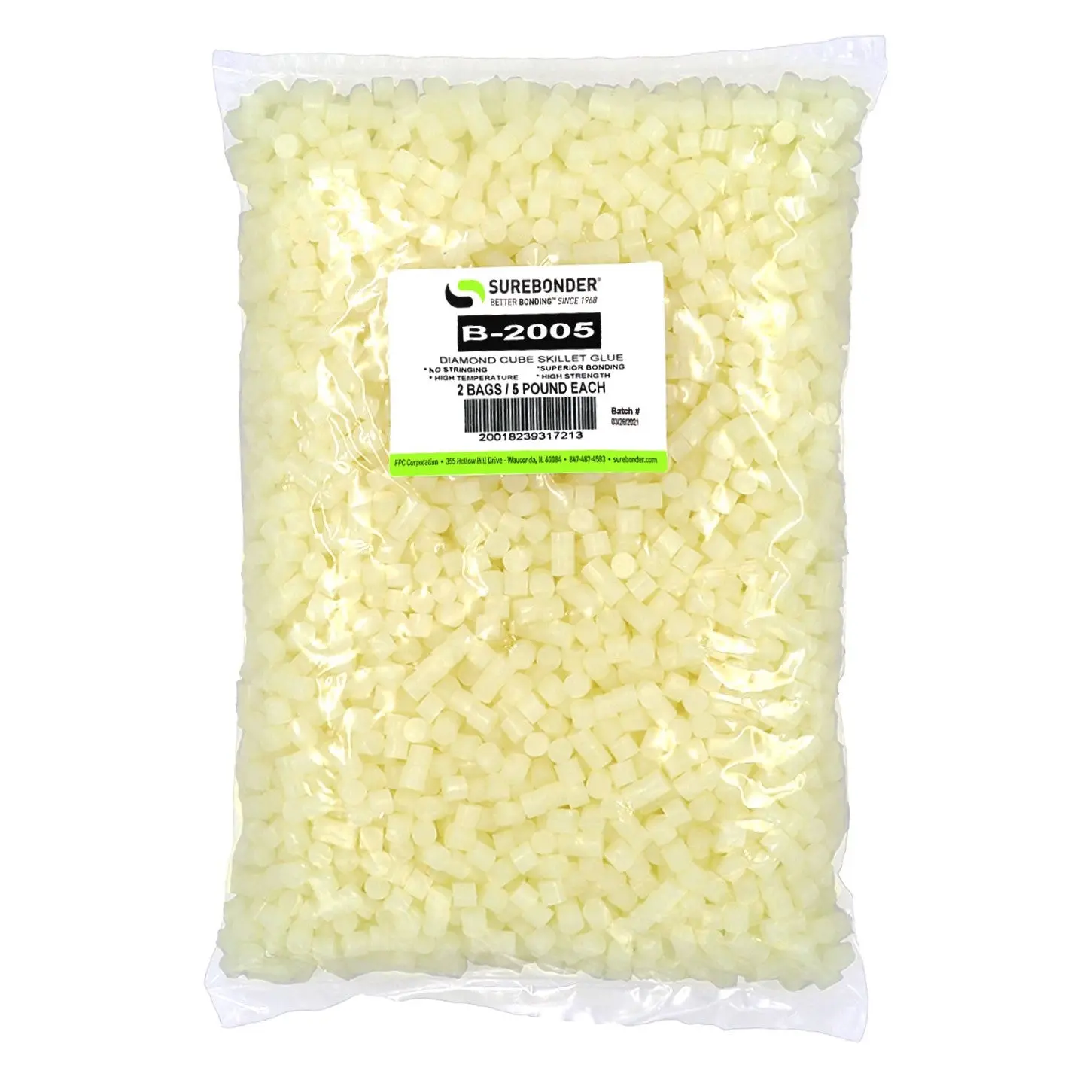Surebonder Hot Glue Pot Skillet Hot Glue, Low Stringing General Purpose Skillet Cubed Hot Glue, Great for Floral and Fabric Applications | 5 lb Bag