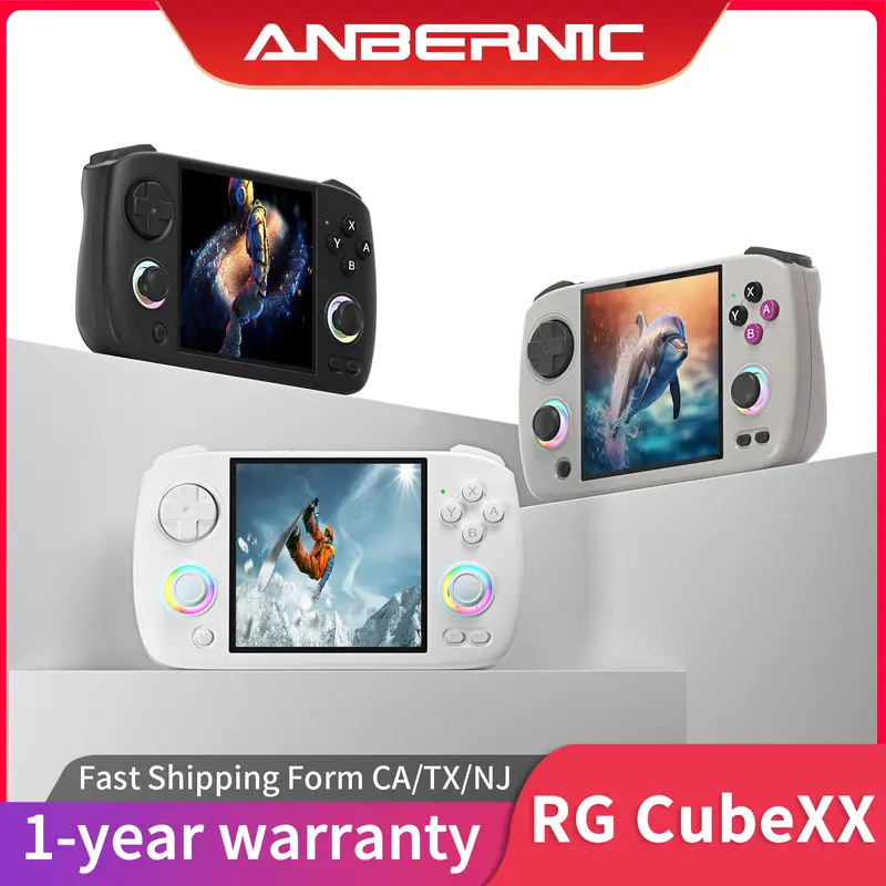 ANBERNIC RG CubeXX Plastic Handheld Game Console - Linux 64-bit 16M RGB Joystick with Marquee, 3800mAh Rechargeable, WIFI, Bluetooth, Screen, USB Support, Wired Controller, Breath Feature Portable Video Game Machine