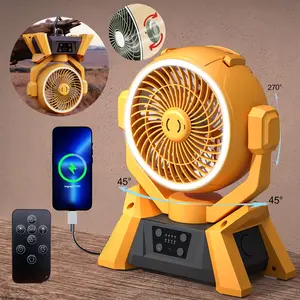 Survival-Ready Dual-Color Camp Fan, 20000mAh Portable Fan + USB Charger, 4 Modes Remote Oscillating Breeze, Hurricane Emergency Light with 360° Hook, Camping/Hiking/Travel fan for bedroom Gear, Orange, Green Multifunction fan portable
