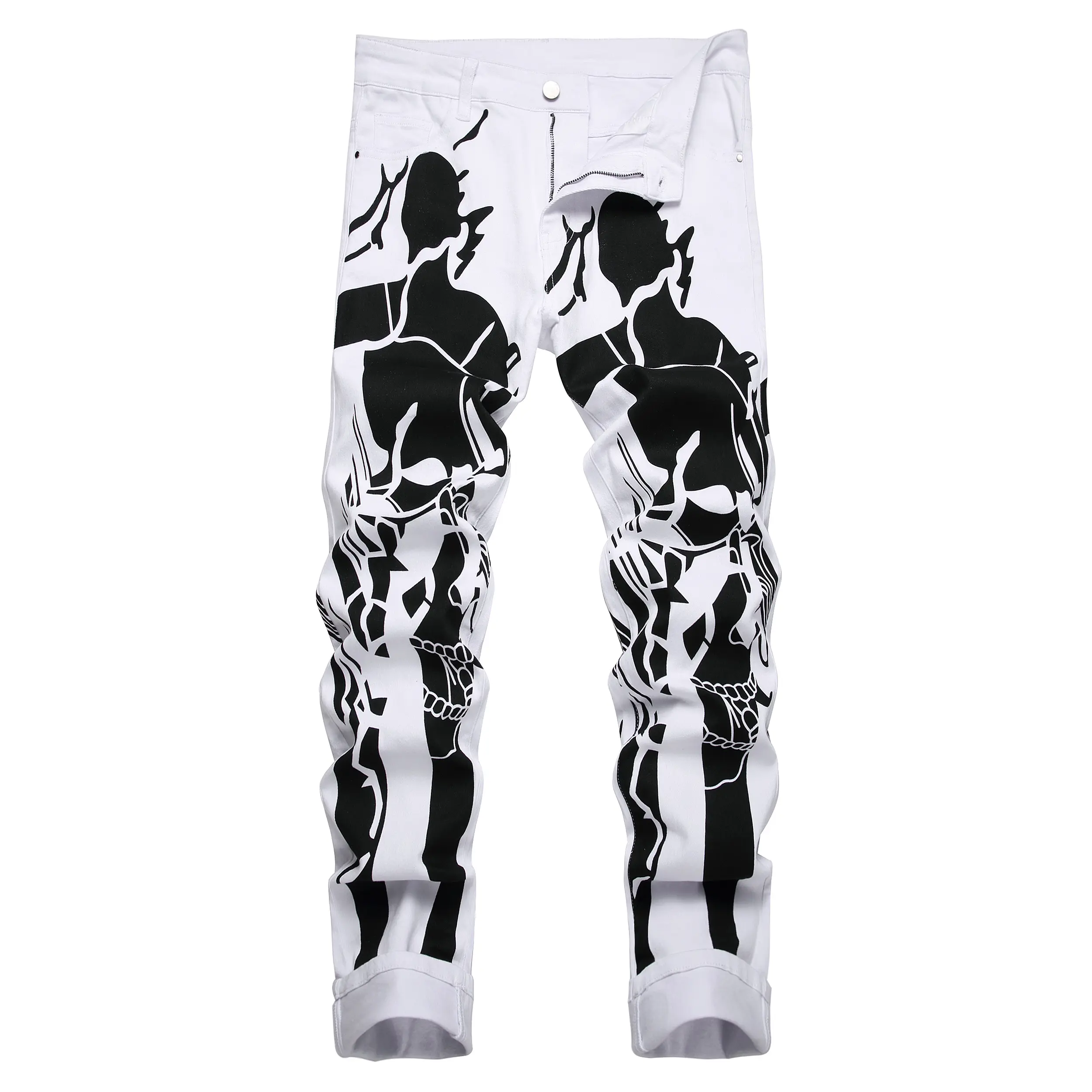 Men’s Fashion “Giant Running” Print Casual Long Pants — Cool Printed Denim