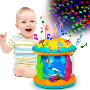 Baby Toys 6 to 12 Months Ocean Light Up Musical Tummy Time Toy Ocean Rotating Projector for Infant 3-6 7 8 9 12-18 Month Baby Learning Crawling Birthday Gifts for 1 2 3 Year Old Boys Girls