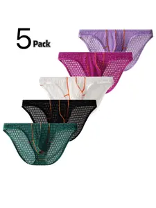 Men's Bubble Mesh Triangle Underwear Set, Lightweight Breathable Sports Trendy Clothing, Slim-Fitting All Seasons Wear
