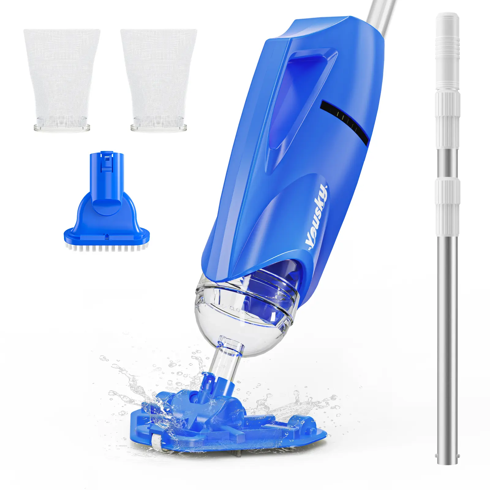 【Spring Cleaning】Yousky Newest H11 Pool Vacuum for Above Ground Pool with Telescopic Pole, Running time, Pool Cleaning Equipment, 18.5 Gpm Motor