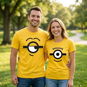 [FREESHIP] Couple Minions Family Shirt, Funny Couple T Shirt, Minions Couple Shirt, Y2K Streetwear T-Shirt, Unisex Crew Neck, Vintage Hip-Hop Sports Graphic, Casual Cotton Fit, Soft Comfortabl