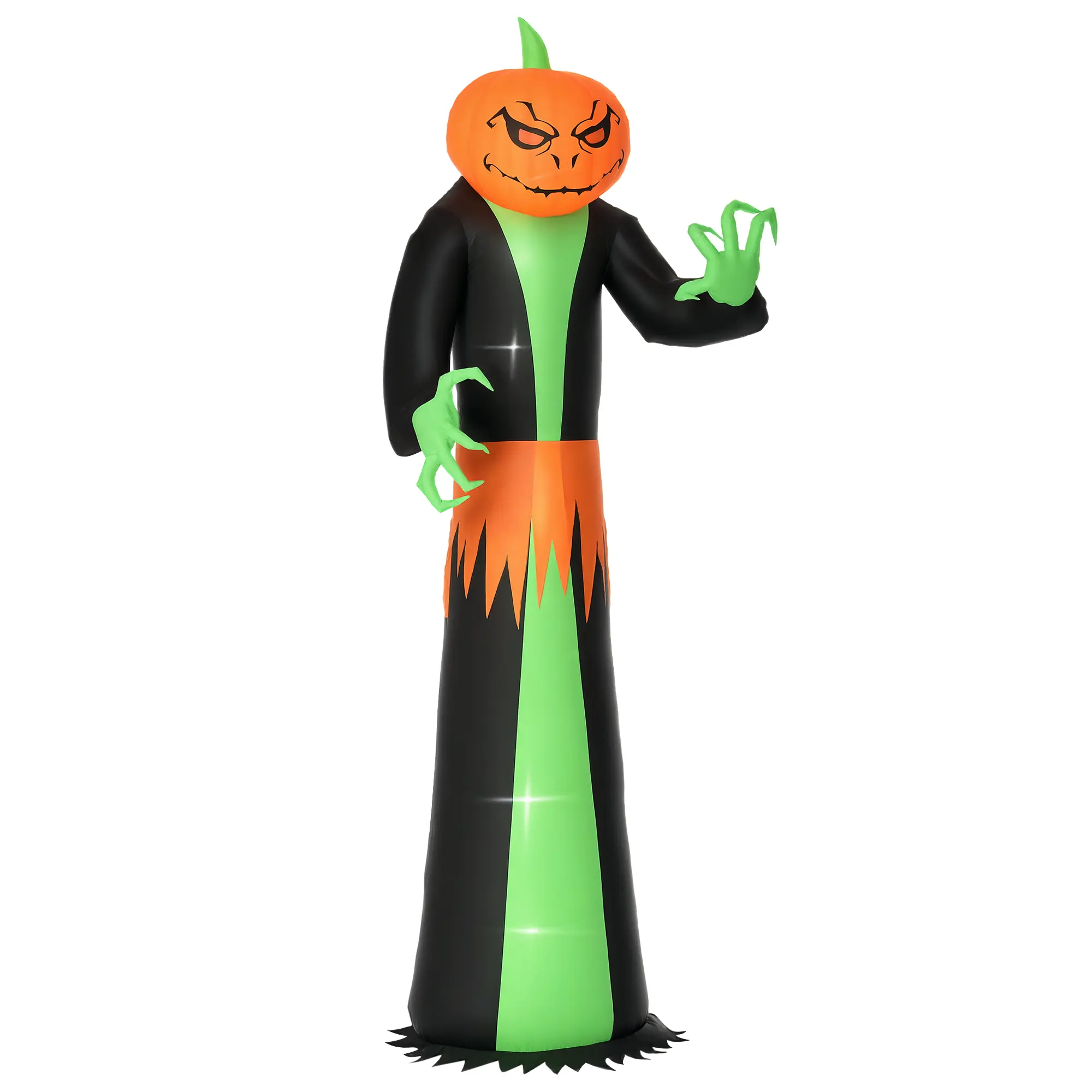 9FT Halloween Inflatable Pumpkin Head Ghost Outdoor Decoration, Built-In LED Lights, IP44 Waterproof 190T Polyester, Auto Inflation, Includes Stakes & Sandbags for Garden Lawn Party Spooky Holiday Display