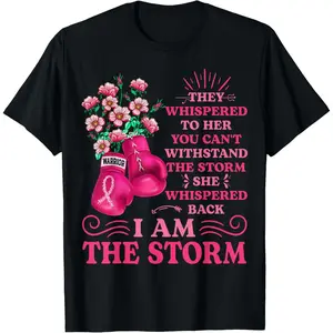 Boxing Strong Breast Cancer T-Shirt For Courageous Women, lightweight feel, hiking and adventure, skin-friendly softness, minimalist style, for men, modern graphic feel