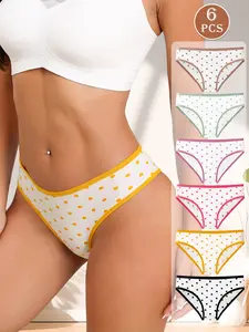 Hotcom 3/4/5/6/Pack Women's Polka Dot Print Panty, Soft Comfy Breathable Knicker for Daily Wear, Underwear for Women, Underwear for All Seasons Style Lingerie