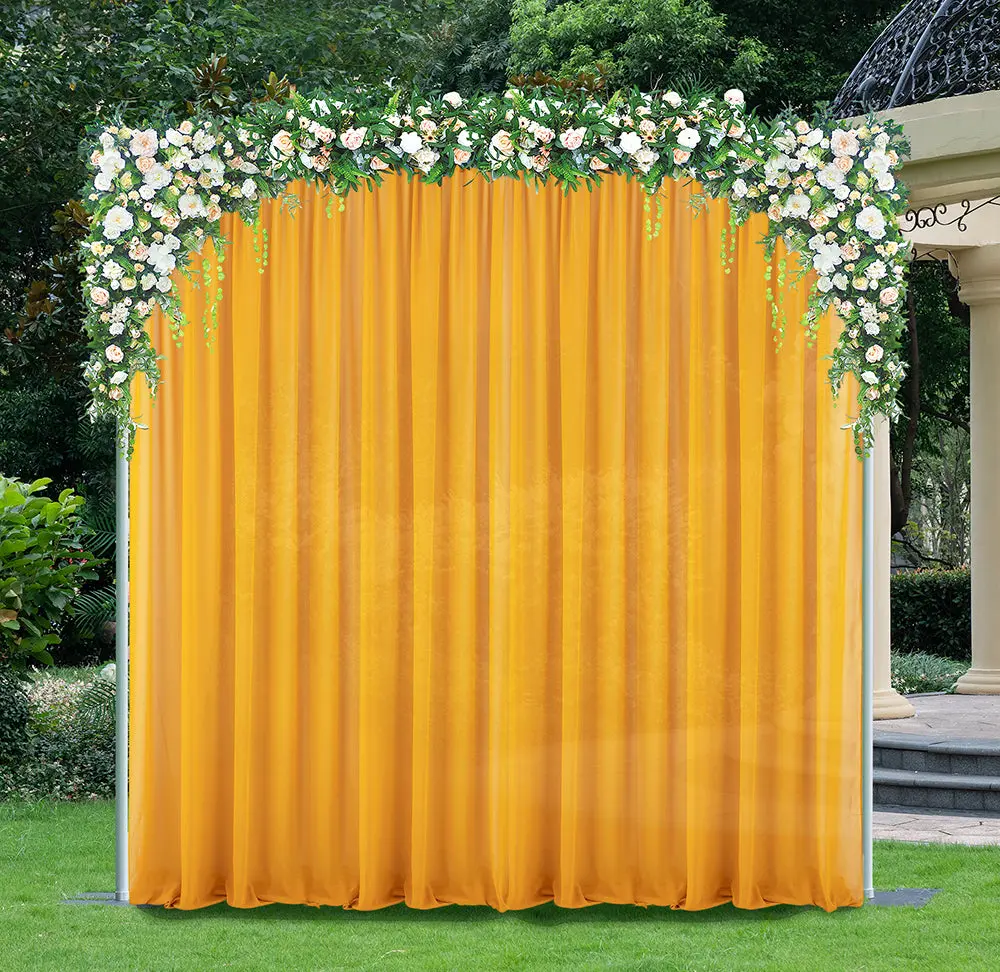 14 ft x 57" Chiffon Event Backdrop Curtain Drape Panel - Gold (1pc)