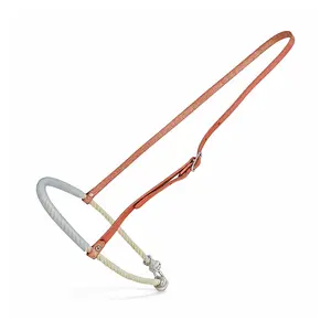 Russet Leather Adjustable Rope Noseband with Nickel Hardware & Tie-Down Ring