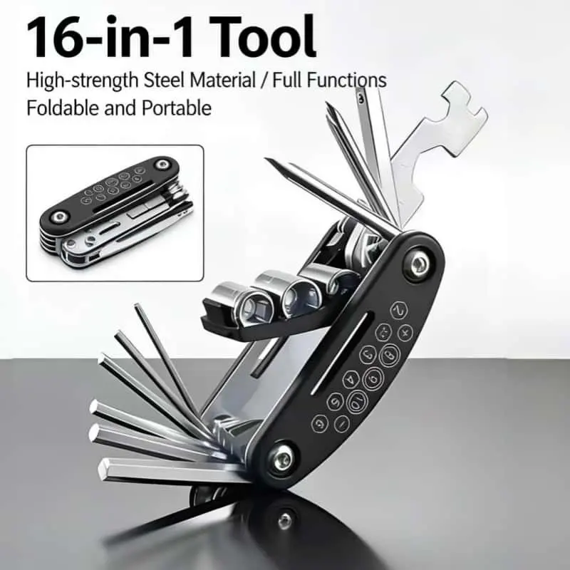 16 in 1 Mountain Bike Portable Socket Multipurpose Wrench Bicycle Multi Tool Multitool Screwdriver Motorcycle Bicycle Repair Tools Interchangeable Tools Multifunctional Tool
