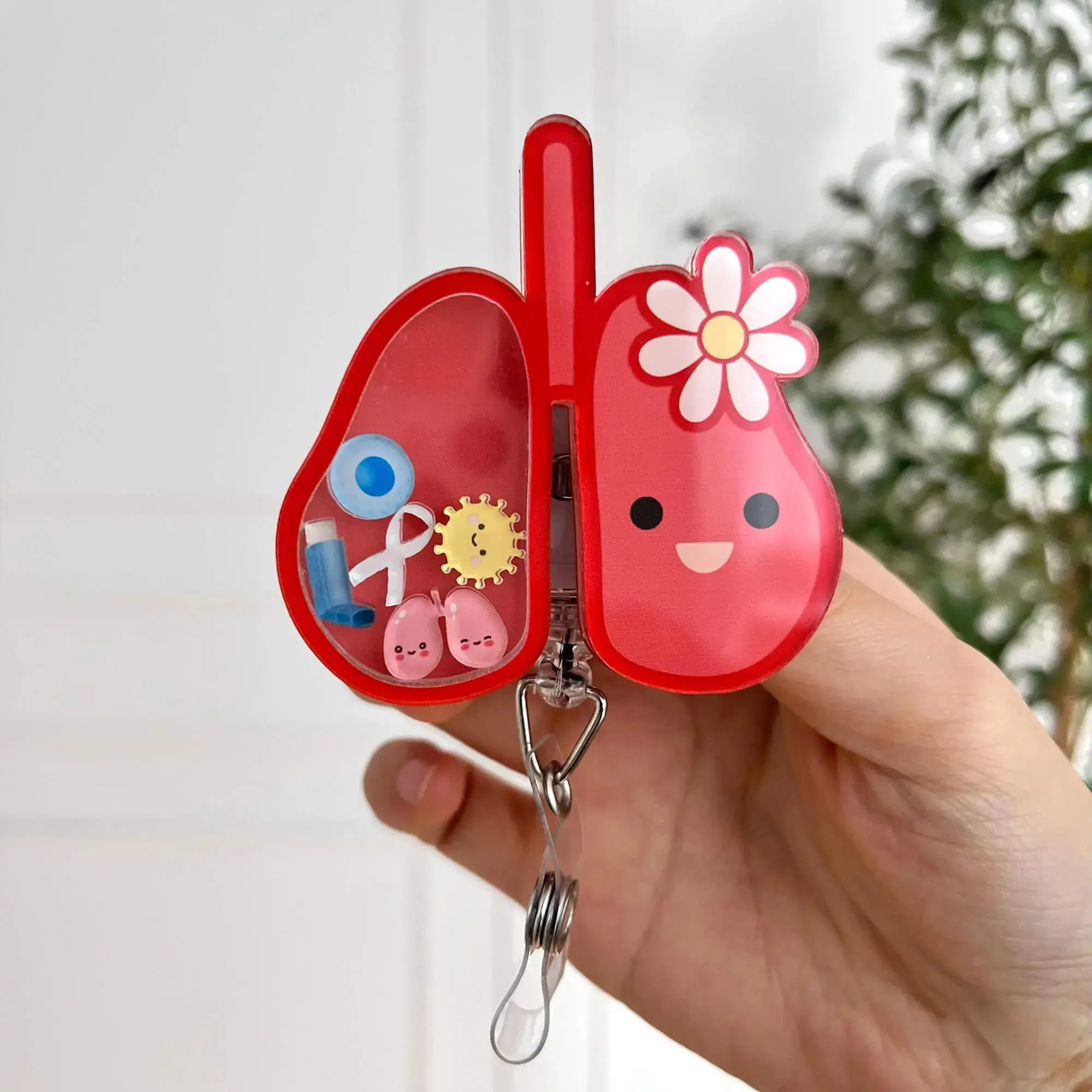 Lung Shaker Badge Reel, Respiratory Therapist ID Holder, Nurse and Medical Staff Badge Clip, Cute Medical Work Gift