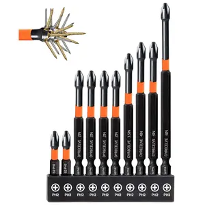 10-Pack Phillips Bits#2 Impact Magnetic, 1-Inch to 6-Inch Long Phillips Head Drill & Screwdriver Bits, PH2 Premium S2 Steel 1/4" Hex Shank for Impact Drivers, Professional & DIY Use