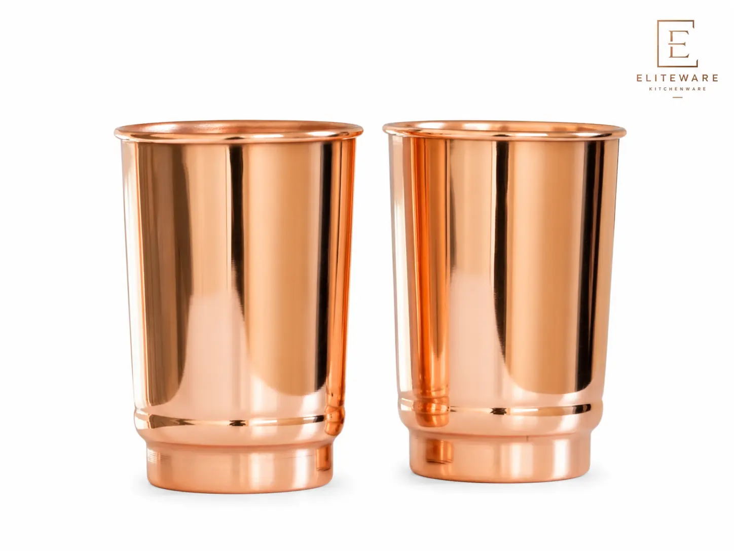 Pure Copper Drinking Cups Set of 2, 350ml (11.8 fl oz), 100% Pure Copper Tumblers, Lacquer-Free, Unlined Copper Water Glasses for Ayurvedic Wellness, Travel & Daily Use