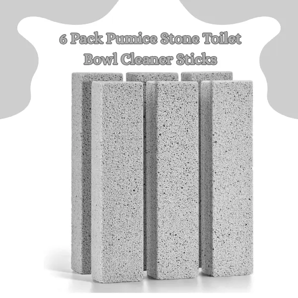 6 Pack Pumice Stone Toilet Bowl Cleaner Sticks – Heavy Duty Cleaning for Hard Water Rings, Calcium Buildup & Stains on Toilets, Sinks, Bathtubs, Grills & Pools