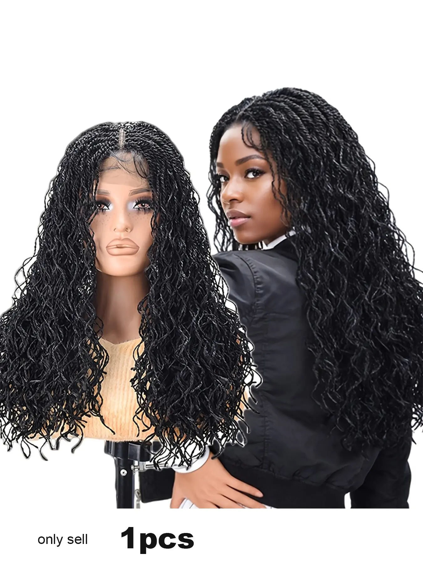 Micro Twist Braided Double Full Lace Wigs for Women, Mini Braid Wig with Baby Hair, Short Curly Box Braid, Synthetic Hair, Synthetic Twists Wigs