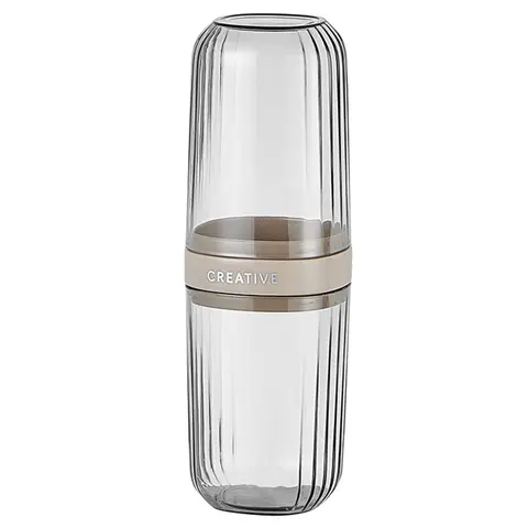 2-in-1 PP Plastic Portable Toothbrush and Toothpaste Holder Set - Odourless, Lightweight, Modern Bathroom Tumbler with Large-Capacity Cup Fits Toothbrush, Great for Camping Trips, Business Trip
