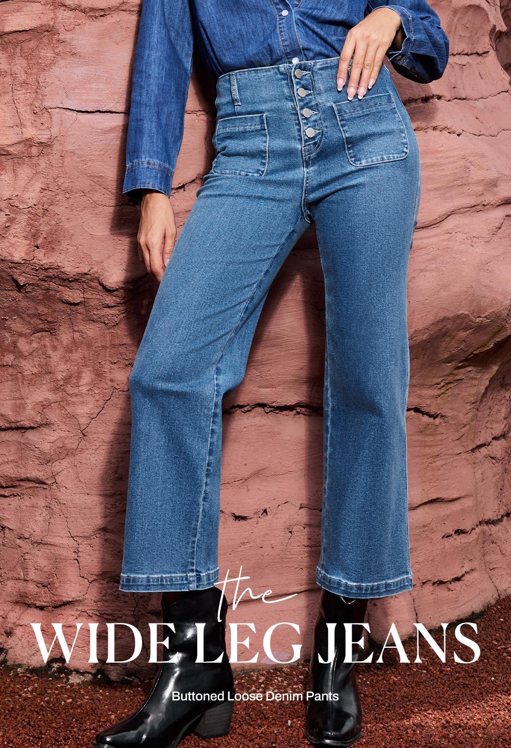 Sidefeel Women's Wide Leg Jeans High Waisted Zimbaplatinum Stretchy Straight Leg Jeans Buttoned Loose Denim Pants with Pocket Sidefeel Women's Wide Leg Jeans High Waisted Zimbaplatinum Stretchy Straight Leg Jeans Buttoned Loose Denim Pants with Pocket