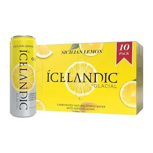 Icelandic Glacial Sparkling Water, Sicilian Lemon, 330 ml / 11.1 Fl Oz Cans (Pack of 10)