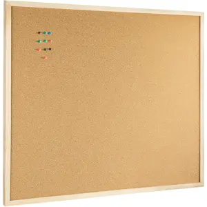 24'' x 36'' Cork Board Bulletin Board, Wooden Framed Corkboard, Wood Oak Frame Corkboard, Vision Board and Decorative Hanging Pin Board