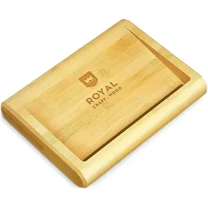 Royal Craft Wood Bamboo Soap Dish, Soap Dish with Slanted Waterfall Design, Bathroom and Shower Soap Holder, Self Draining Kitchen Soap Tray (1 Piece, Natural)