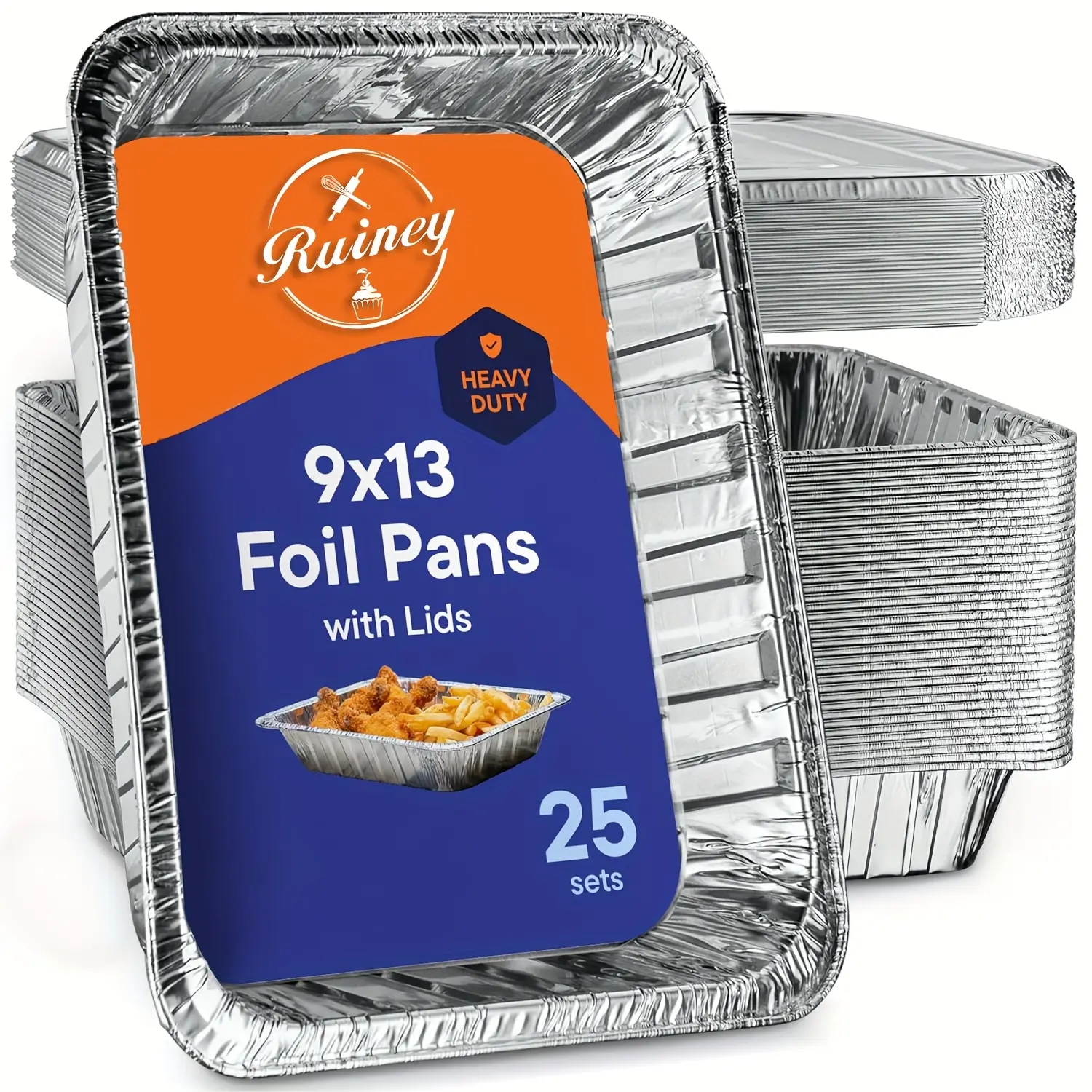 30 Pack or 25 Pack Disposable/with Lids Heavy-Duty Half-Size Chafing Pans - 9x13 Aluminum Foil Pans Suitable for Roasting, Cooking, Heating, Steam Table |   Commercial & Home Use, BBQ, Catering, Buffets