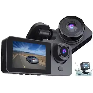 1080P Full UHD Vehicle BlackBOX DVR  Front + Inside + Rear Dash Cam | HDR, WDR, Night Vision, 24H Parking Mode, Loop Recording, G-Sensor, Motion Detection