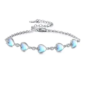 YFN Moonstone Bracelets 925 Sterling Silver Heart Moonstone Bracelet  Jewellery Gifts for Women