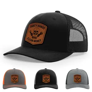 Dirty Hands Make Clean Money Hat, 112 Style Trucker Leather Patch Hat