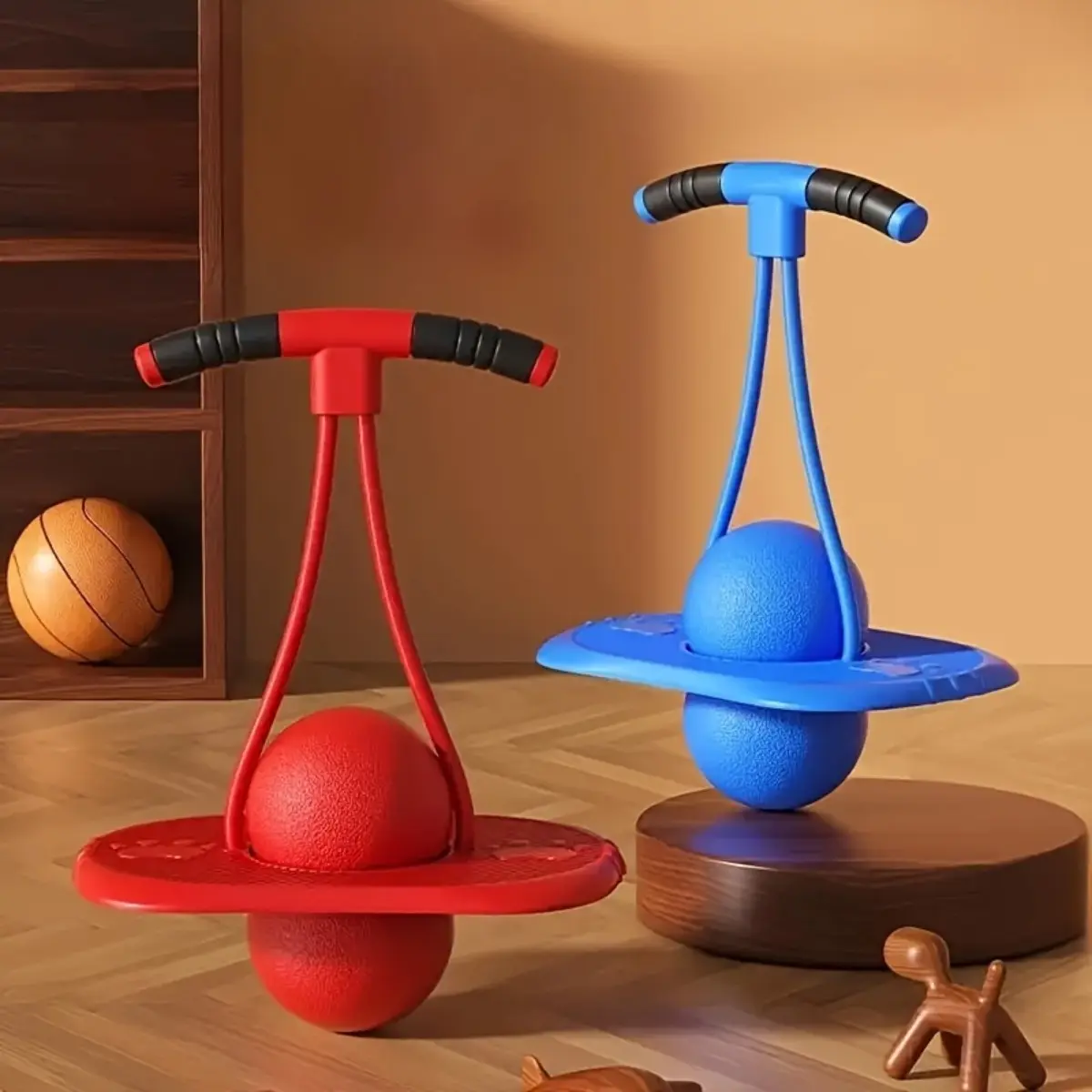 Fun Bouncing Ball Party Game Prop, Indoor Game Ball, High Elastic Fitness Outdoor Entertainment Equipment, Thick Durable Load Bearing Structure with Flexible Handle, No Battery Required, Perfect for Festival Parties and Group Activities