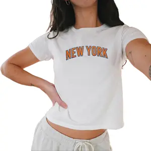 New York or Nowhere Baby Tee, NYC Crop Top, Y2K Style Micro Rib Shirt