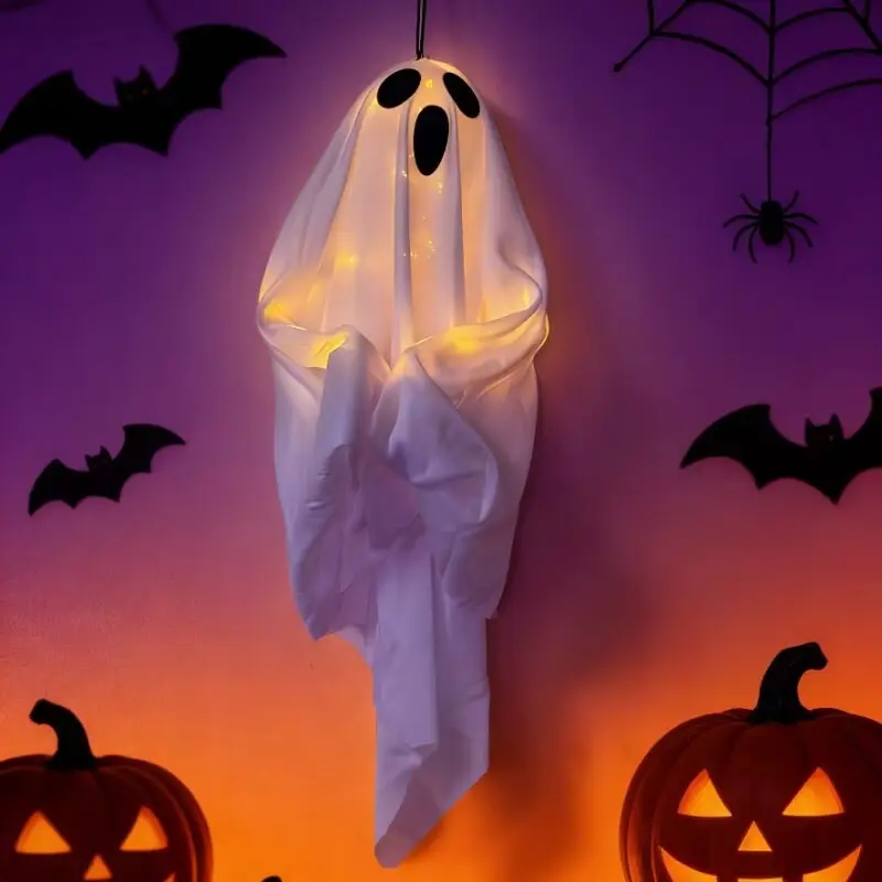 Spooky LED Light Hanging Ghost, Halloween Hanging Decoration Prop for Indoor Outdoor Yard Porch Tree Party Decor