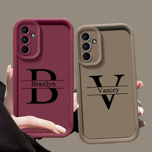 Phone case: Personalized Customized Big Letter Initials Name Design / Compatible with Galaxy S26,S26PLUS,S26ULTRA,S25,S25PLUS,S25ULTRA,S24,S24FE,S24PLUS,S24ULTRA,A54,A53,A52,A36,A35,A34,A33,A17,A16,A15,NOTE20, Stylish Solid Color Soft TPU Luxury INS Cases