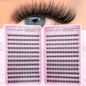 Fake Lashes D Curl, Natural Voluminous, Mixed Length, DIY Cluster False Eyelashes, Non-Toxic, Dense Style, Patch Form