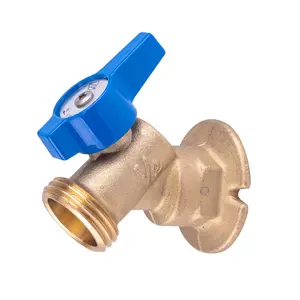 Hausen 1/2-inch FIP (Female Iron Pipe) x 3/4-inch MHT (Male Hose Thread) Brass Sillcock Valve with 1/4-Turn Lever Handle Shutoff; cUPC Certified, Compatible with Standard Garden Hoses, 1-Pack