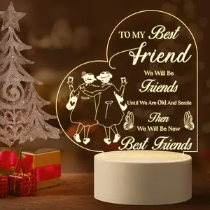 USB Powered Acrylic Night Light, Creative Heart Shaped Lettering Night Light, Friendship Gifts for Bestfriend, Birthday Gift, Graduation Gifts