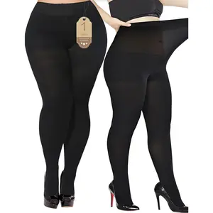 Plus Size Tights for Women Ultra Soft Solid Color Semi-Opaque Pantyhose,
